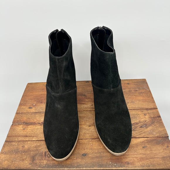 Hush Puppies Shoes - Hush Puppies Womens Black Suede Tassel Back Zip Block Heel Ankle Boots Size 10
